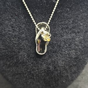 Charming Silver Tone Flip-Flop Pendant Necklace
